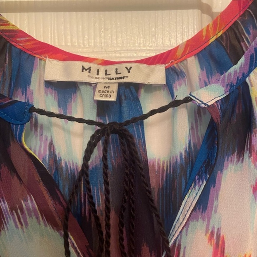Milly for Design Nation sheer tie dye Boho blouse Size‎ M - Picture 2 of 6